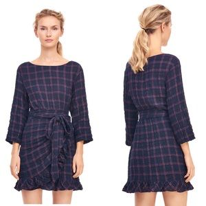 Rebecca Taylor La Vie Lurex Plaid Wrap Dress